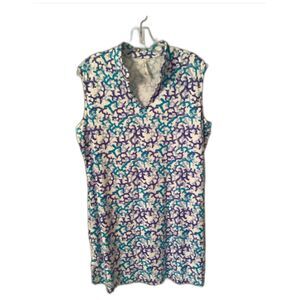 Lulu-B SIZE XL CORAL REEF COLLAR SHIFT DRESS SLEEVELESS UPF 50+